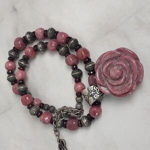 Carolyn Pollack Relios Rhodonite/Sterling Silver Necklace